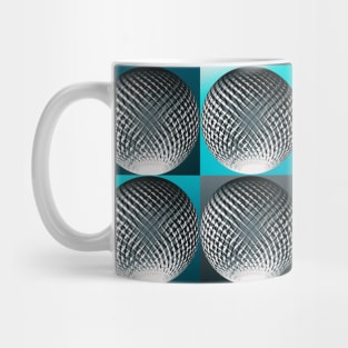 Silver spheres in 3d optic on blue, turquoise, teal pop art backgrounds Mug